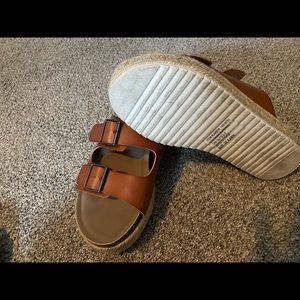 Torrid cognac faux leather flat form sandals! Only wore once!